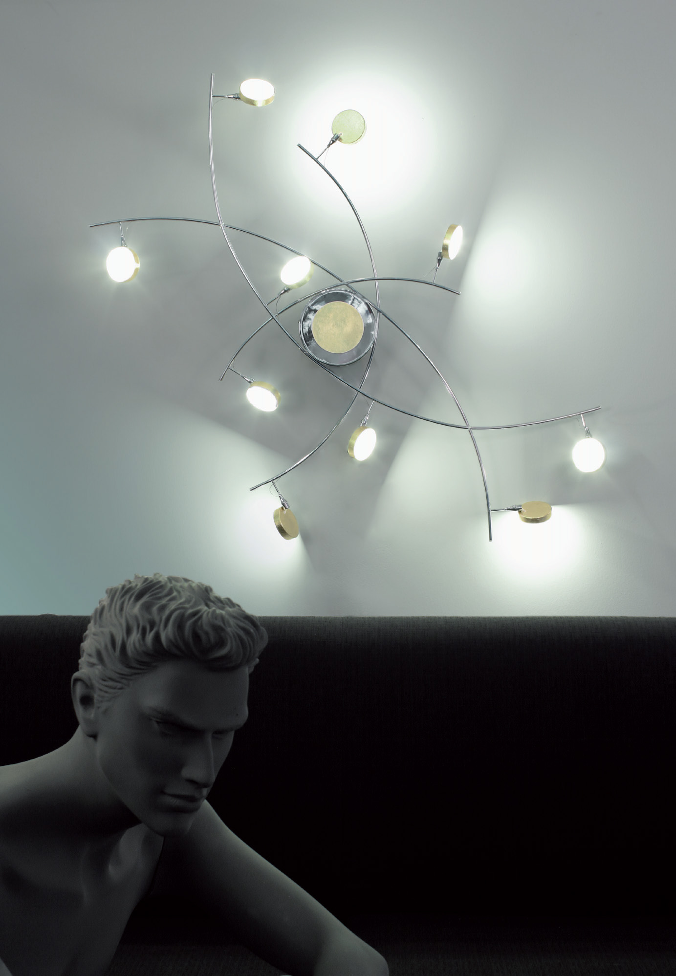 Sikrea lampada da parete e da soffitto eclissi/s10 led oro notali..