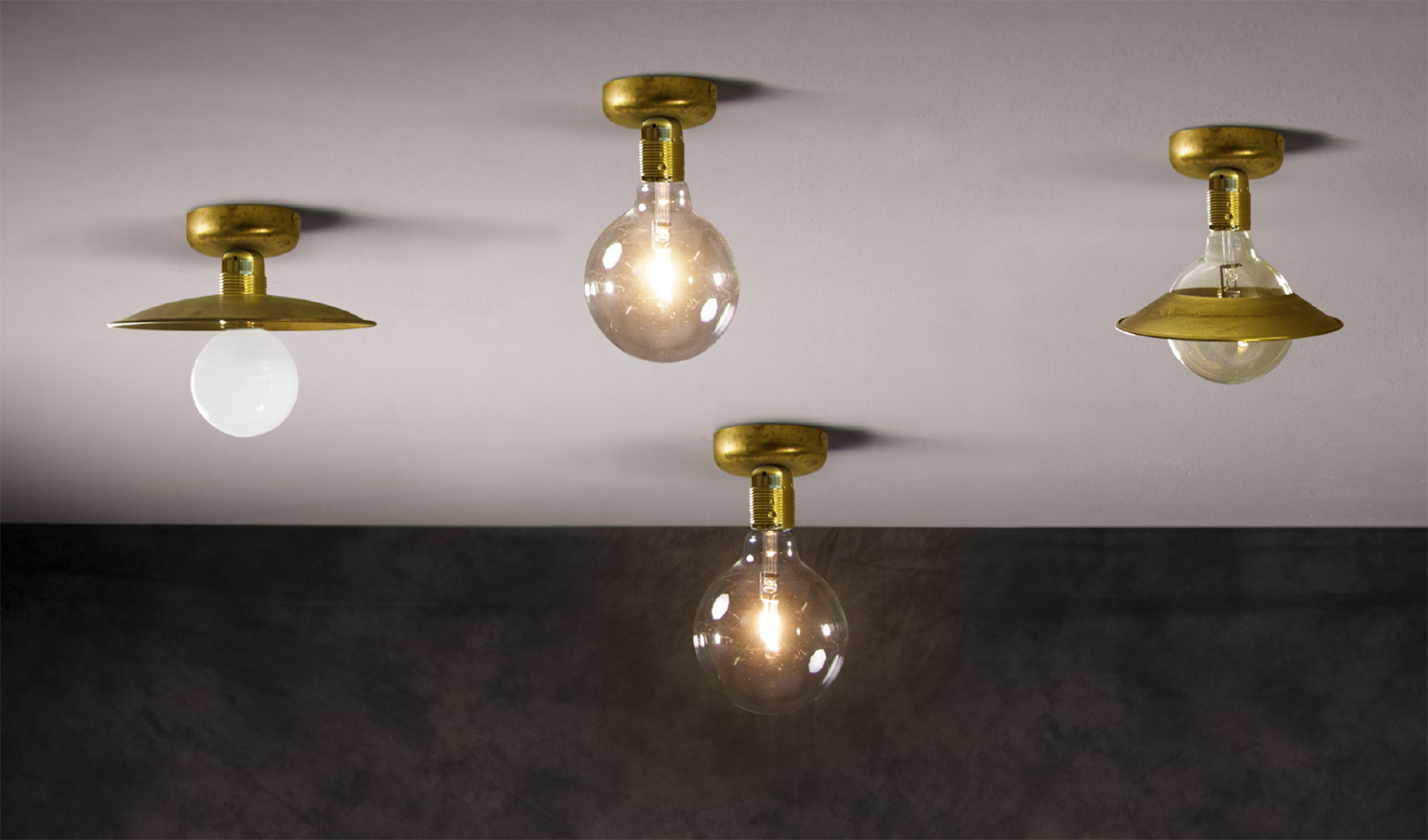 Plafoniera Ottone : Sideform plafoniera nudo ottone